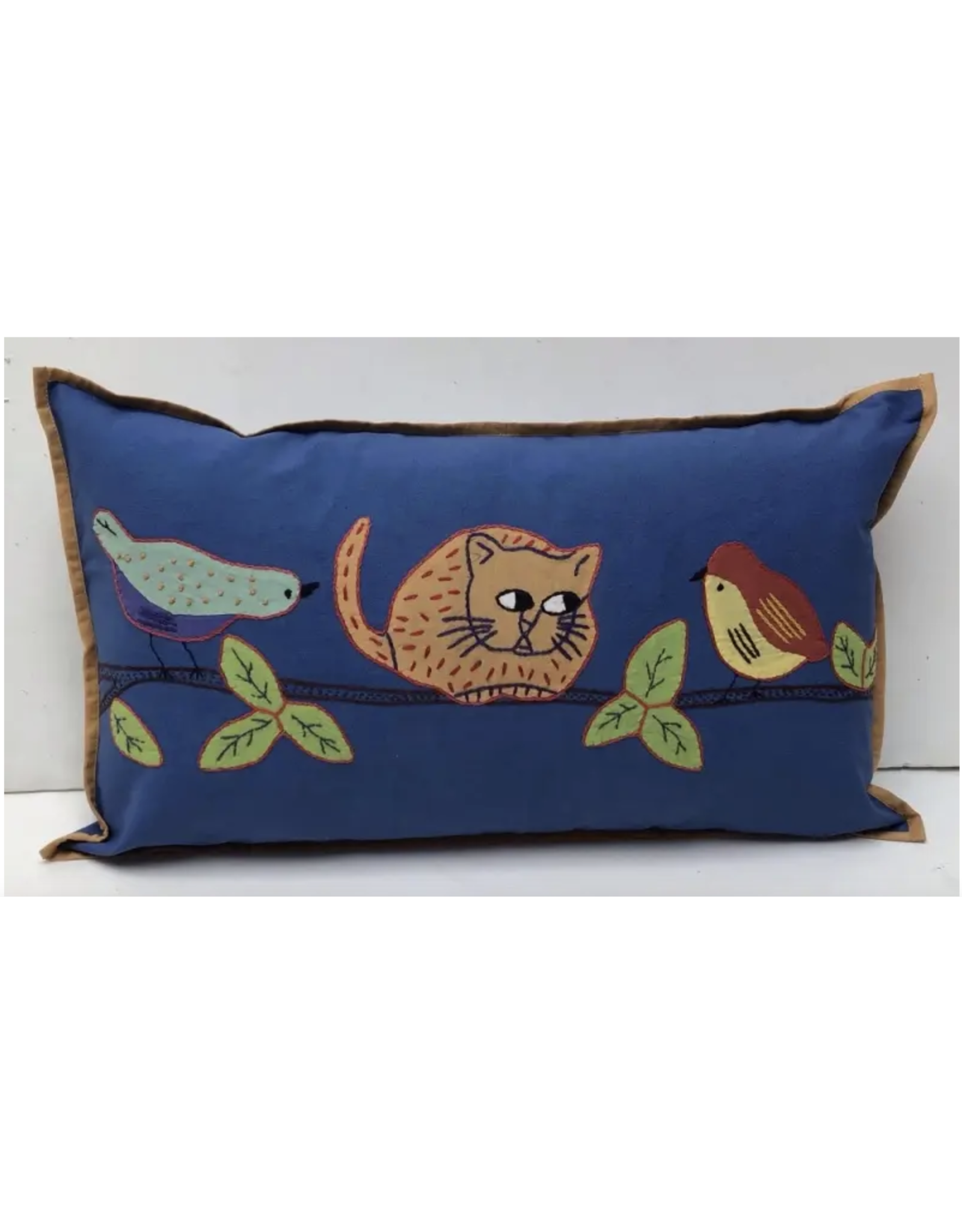 Trade roots Cat and bird pillow