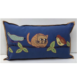 Trade roots Cat and bird pillow