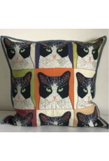 Trade roots Nine Lives Cat Pillow, Appliqué, 18", India