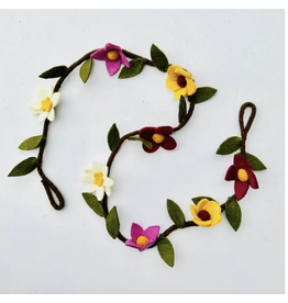 Trade roots Felt Flower Garland, Purple, Yellow and White