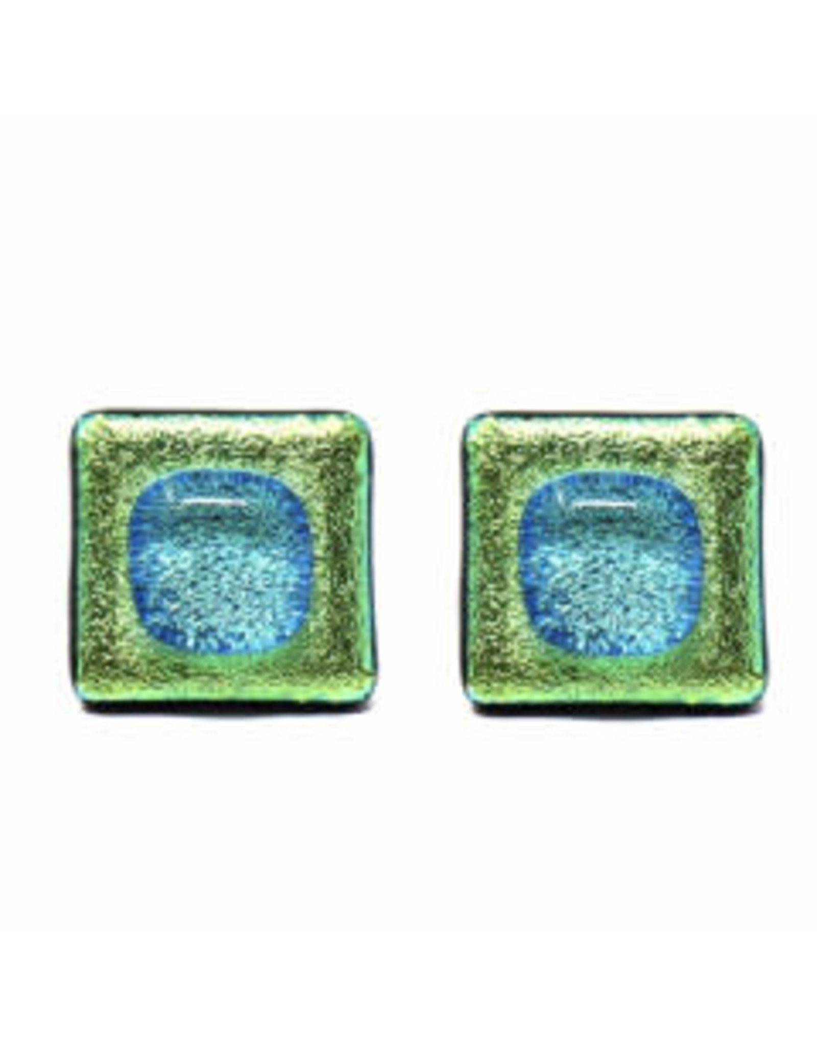 Square Glass  Stud Earrings, Chile