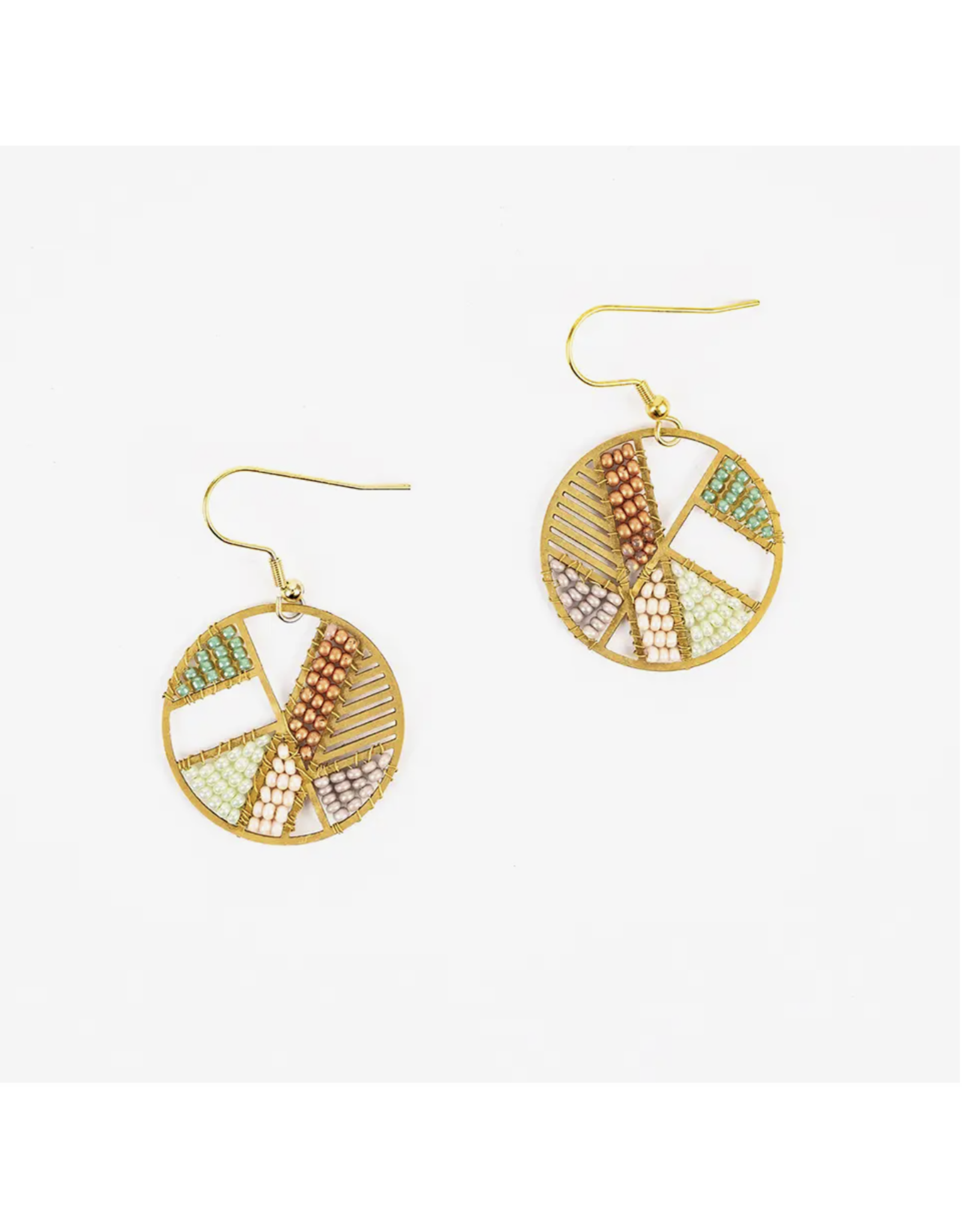 Trade roots Patchwork Disc Earrings, Seafoam Sand, Guatemala