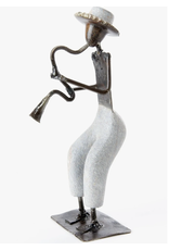 Shona Stone and Metal Village Band Horn Player Sculpture, Zimbabwe