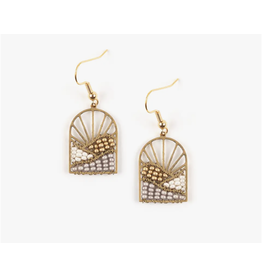 Trade roots Sunrise Brass and Bead Earrings, Rose Gold, Guatemala