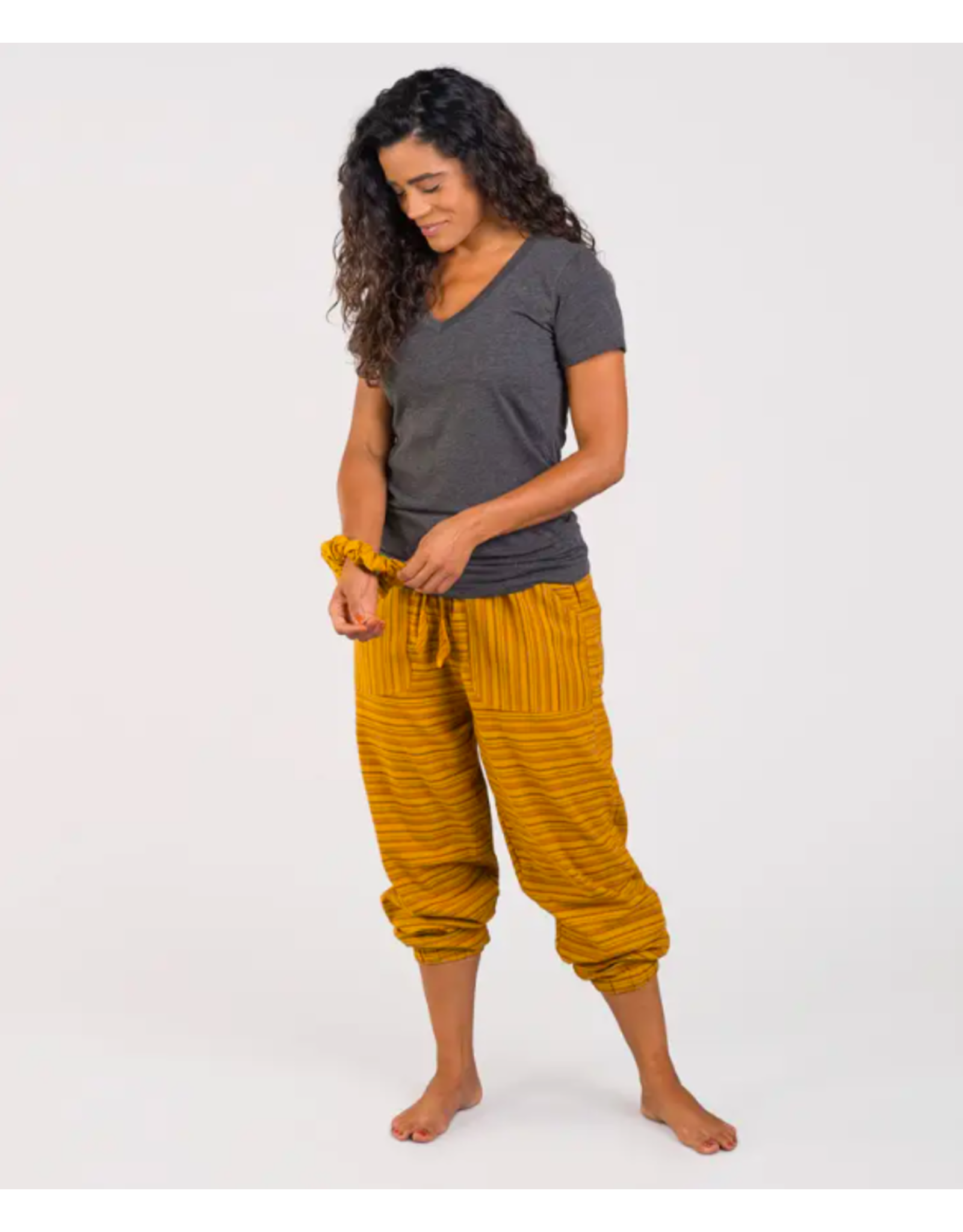 Trade roots Stripped Hippe Harem Pants, Pineapple