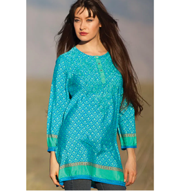 feb19 Deena Embroidered Tunic, Turquoise