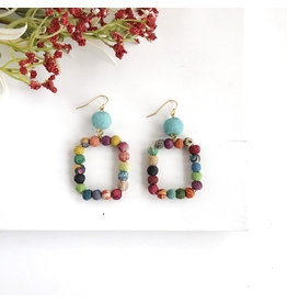 Trade roots Kantha Dangling Square Earrings, India