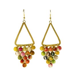 Trade roots Kantha Reflective Chandelier Earrings, India