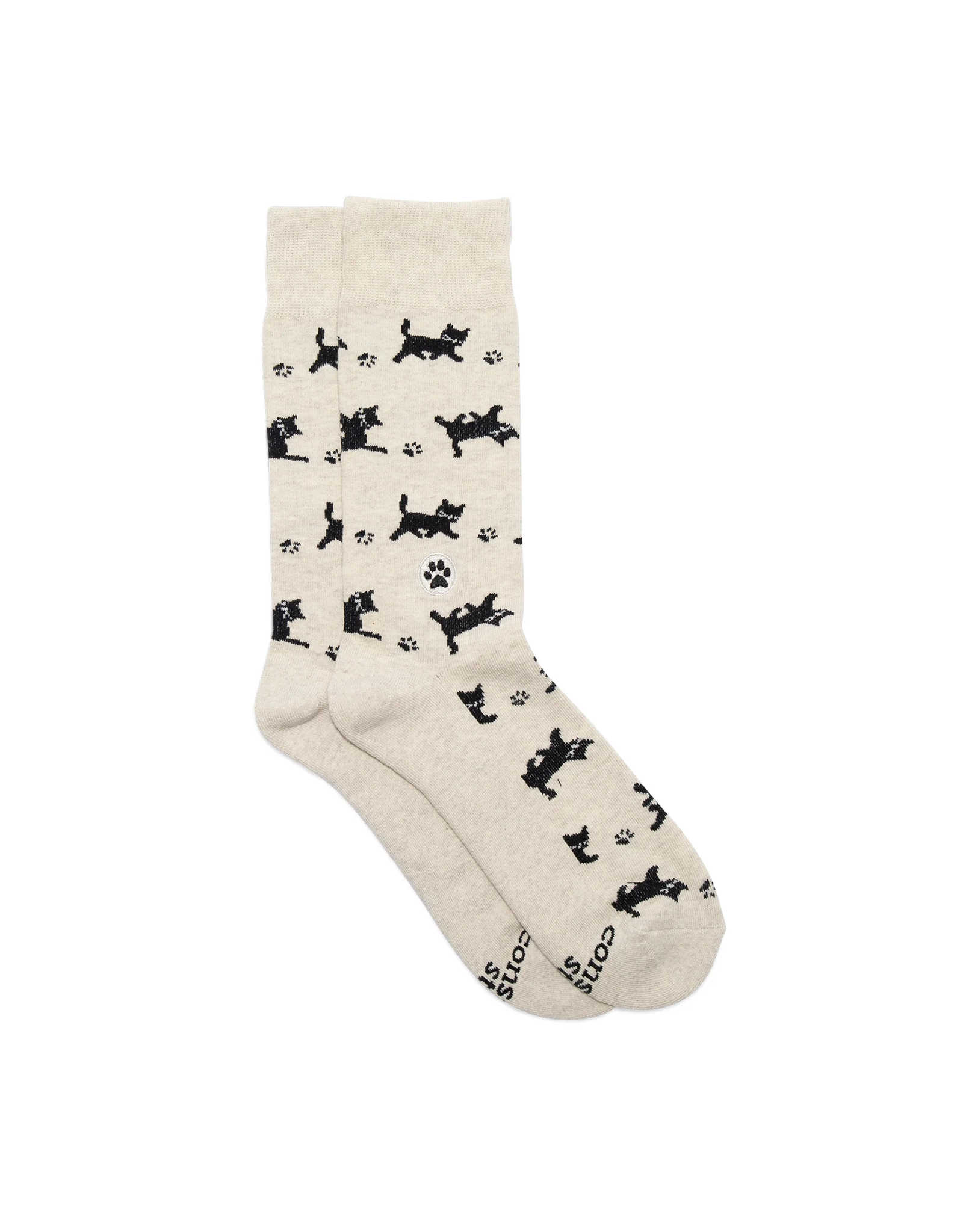 Trade roots Socks that Save Cats, Beige w/ Black Cats