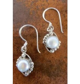 Trade roots Sterling Dangle Earring with Stone, (Stones Vary), Nepal