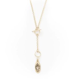 Trade roots Ruchi Dainty  Gold Drop Lariat, Evil Eye Necklace, India