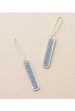 Trade roots Rajiyah Beaded Bar Earrings - Silver, Turquoise, India