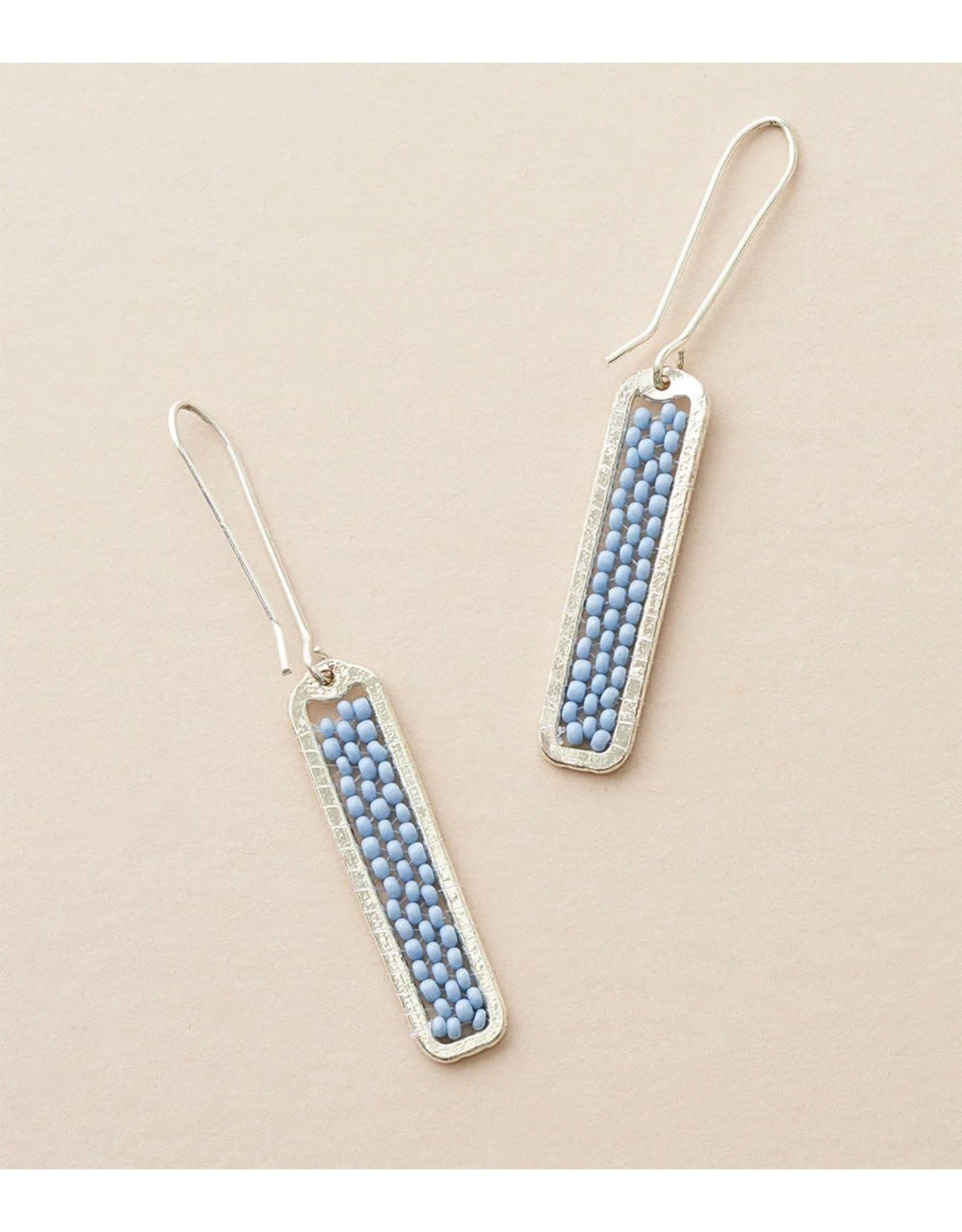 Trade roots Rajiyah Beaded Bar Earrings - Silver, Turquoise, India