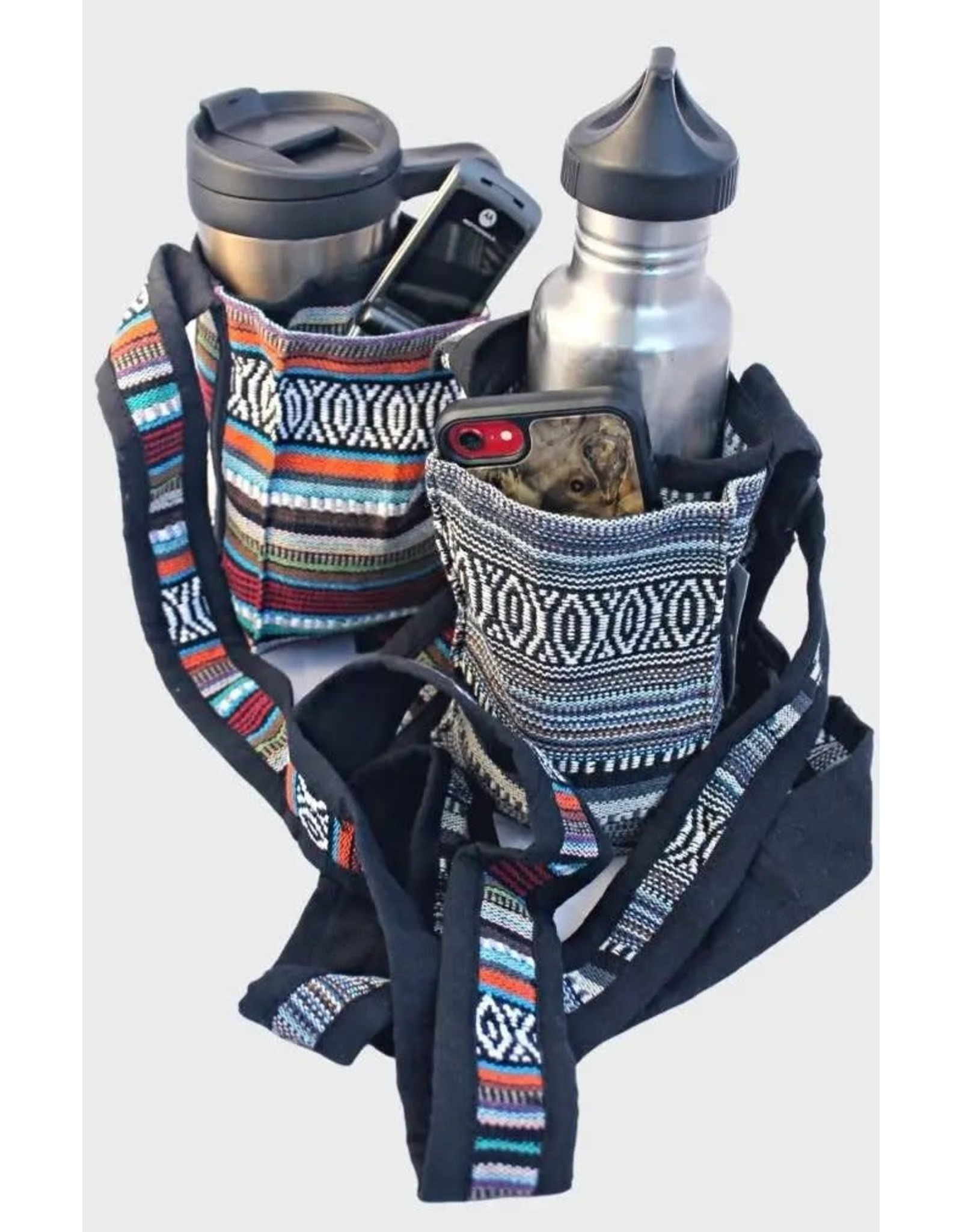 Trade roots Cotton Water Bottle Holder w/ Phone Pocket, Nepal