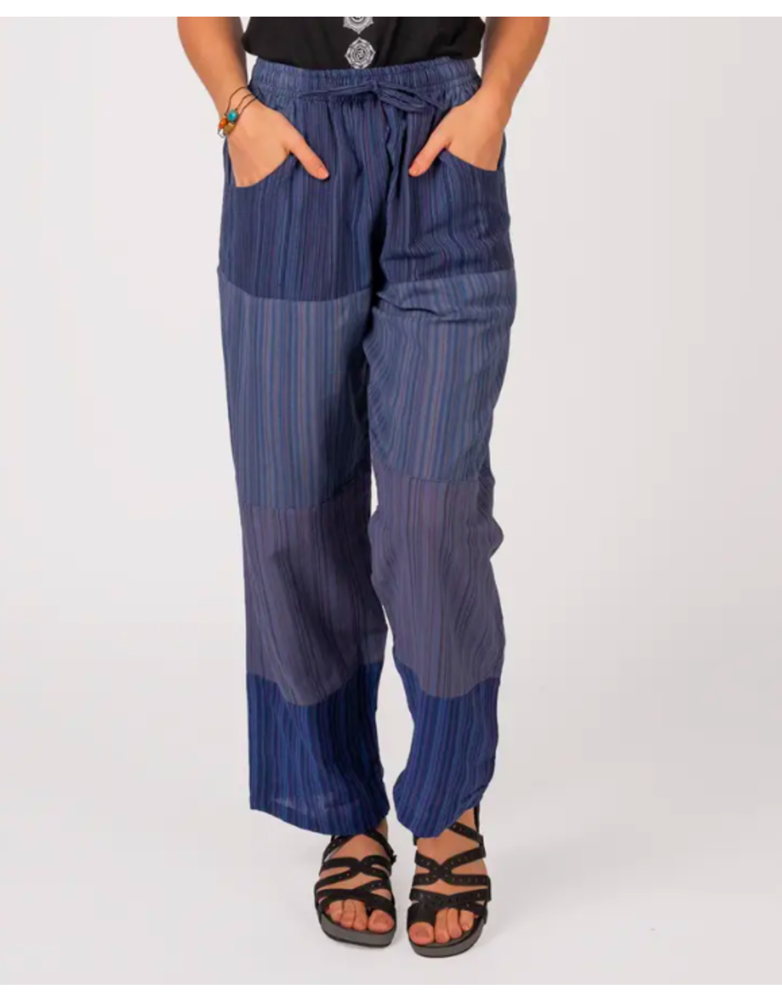 Cotton Patchwork Pants, Blue