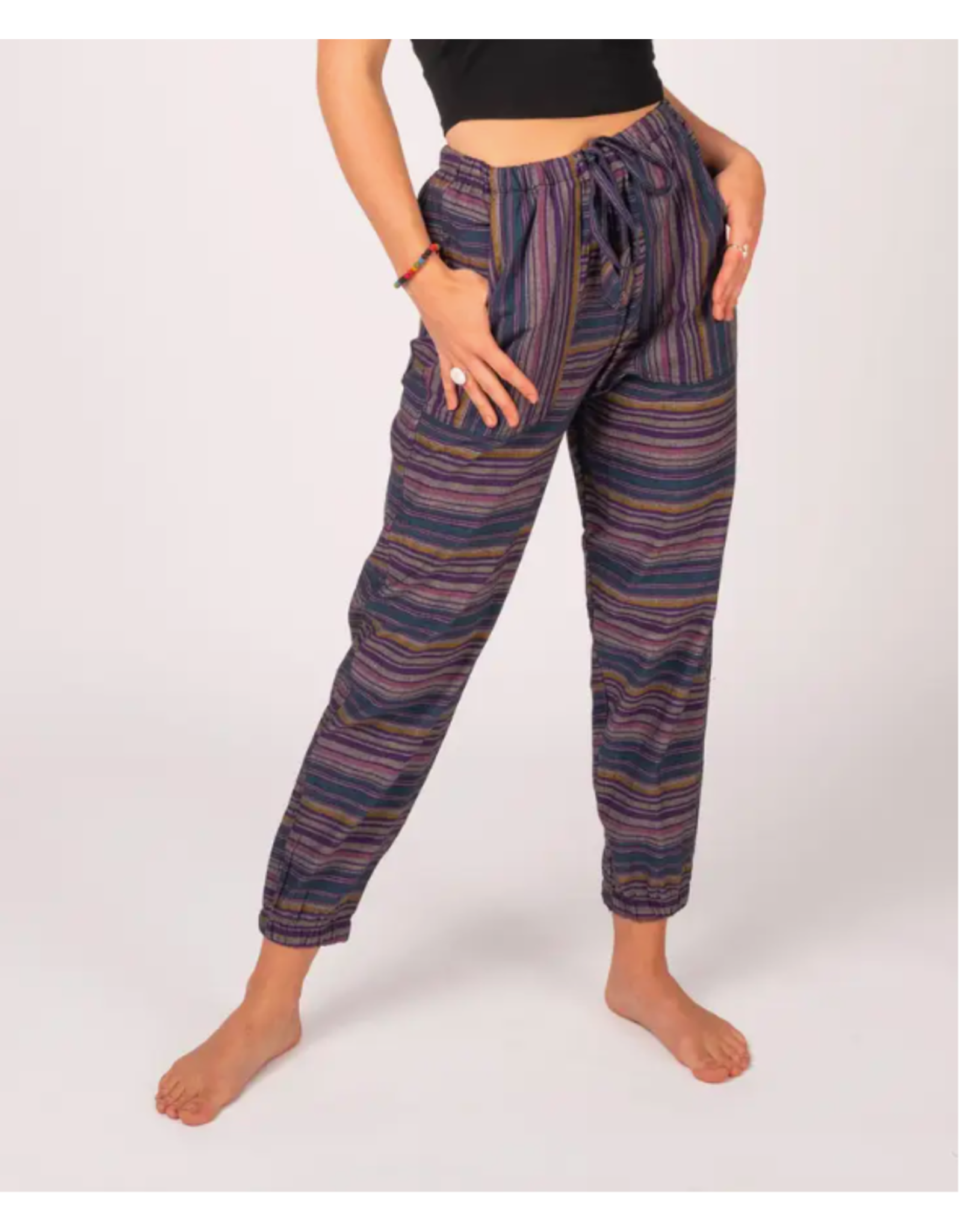 Trade roots Stripped Hippie Harem Pants, Rainbow