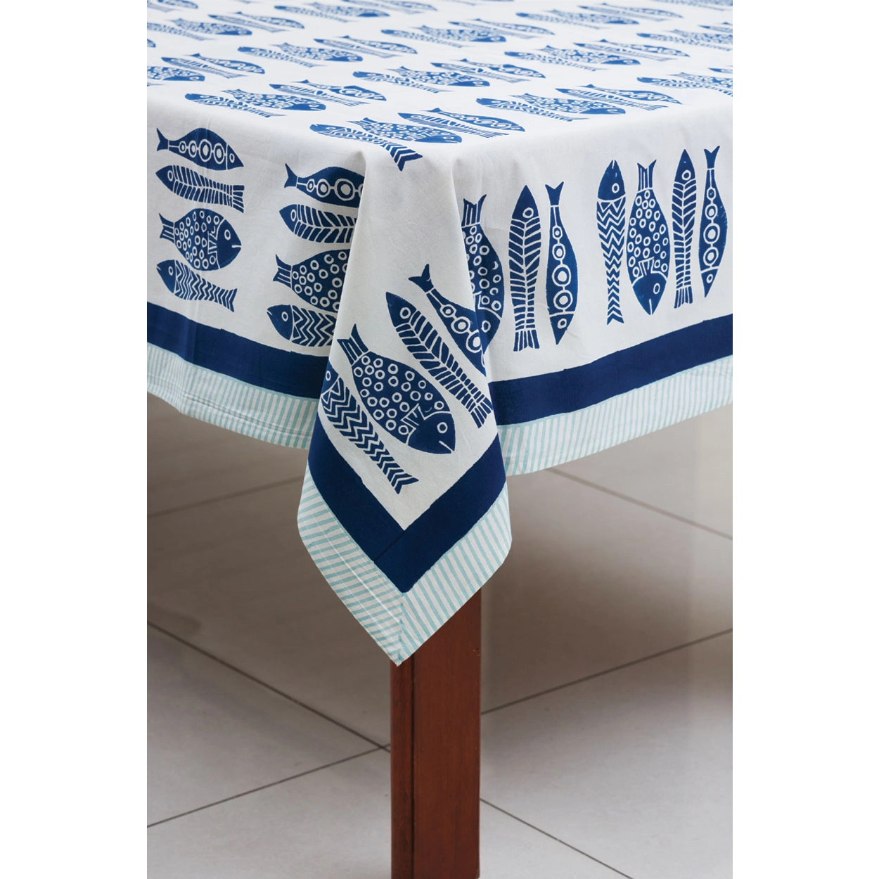 Fish Tablecloth, 60 x 90, India Trade Roots