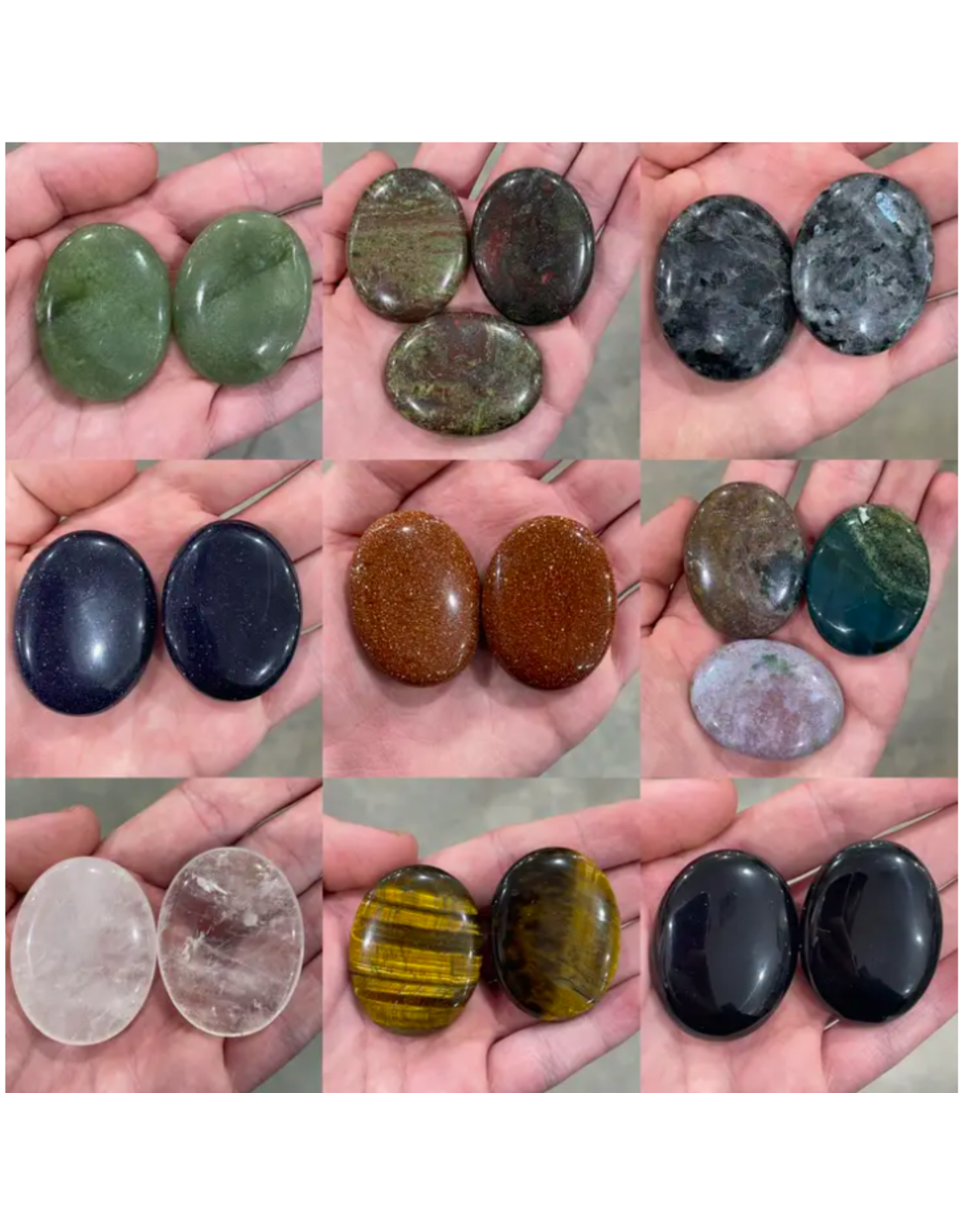 Trade roots Assorted  OVAL  and STAR Crystal Worry  PALM Gem Stones