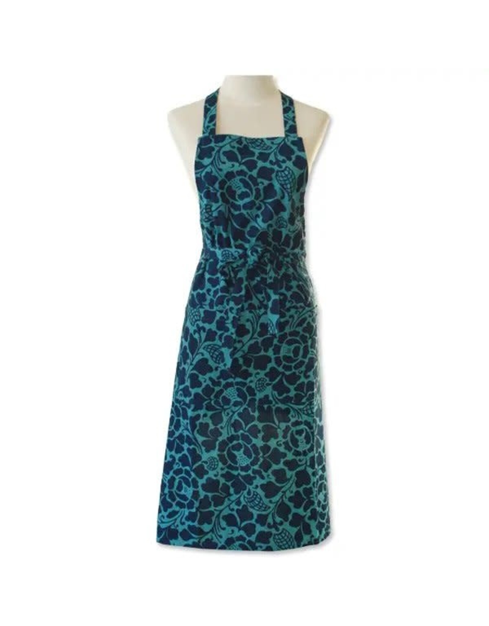 Trade roots Printed Soft Canvas Apron, Prada Teal Indigo, Indonesia