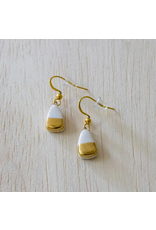 Trade roots White and Gold Dangle Hook Earrings-Triangle, Chili