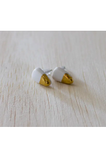 Trade roots White and Gold Stud Earrings-Triangle, Chile