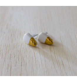 Trade roots White and Gold Stud Earrings-Triangle, Chile