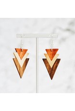 Trade roots Tri-Tone Arrowhead Wood Earrings, Guatemala