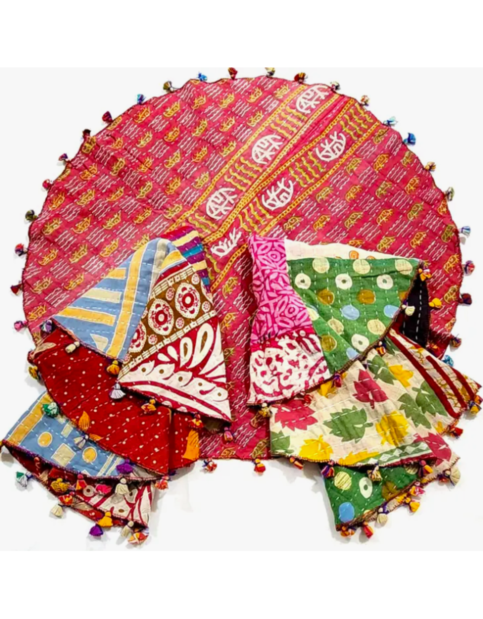 Trade roots Round Kantha Table Cover 25",  India