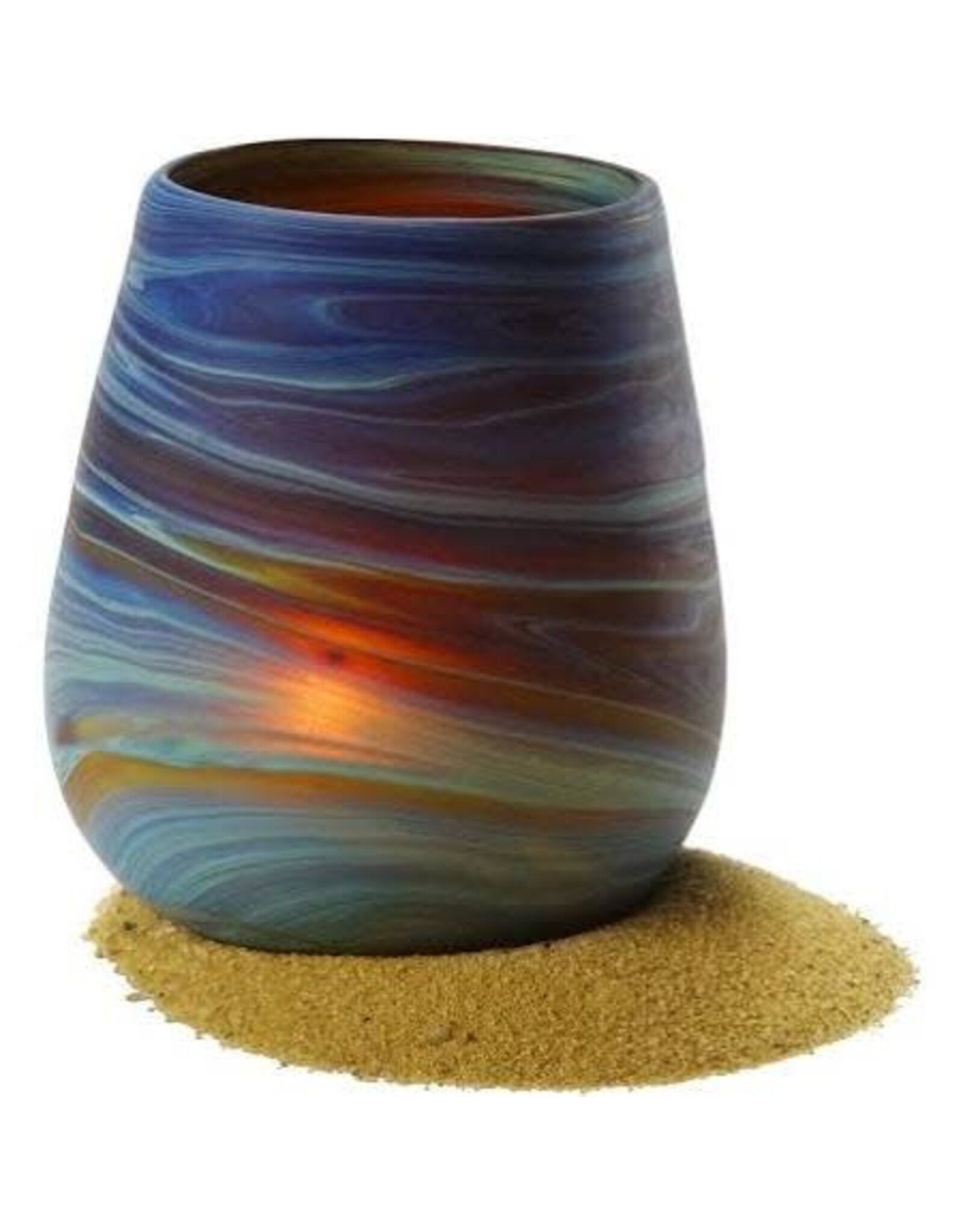 Trade roots Phoenician Hand Blown Glass Candle Holder, Desert Sands, West Bank