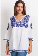 Trade roots Ramani Embroidered Top, Navy/Blue