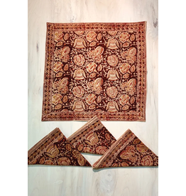 Trade roots Kalamkari Napkin Set of 4, Terracotta, India