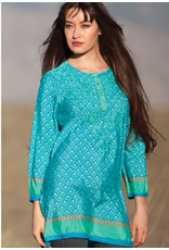 feb19 Deena Embroidered Tunic, Turquoise