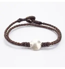 Trade roots Double Wrap Sterling Bead Bracelet with Om Charm, Thailand