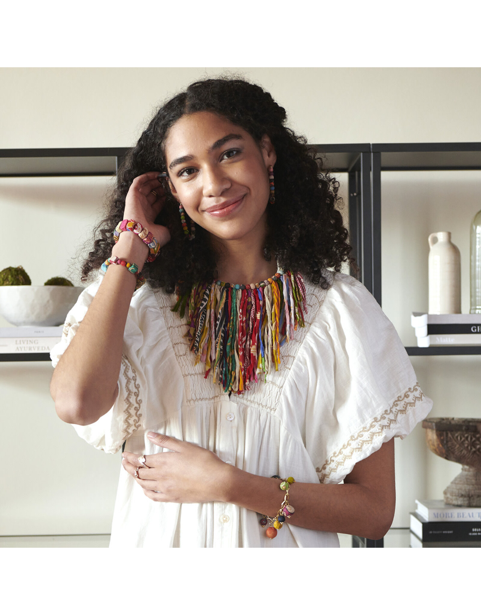 Trade roots Kantha Fringe Collar Necklace, India