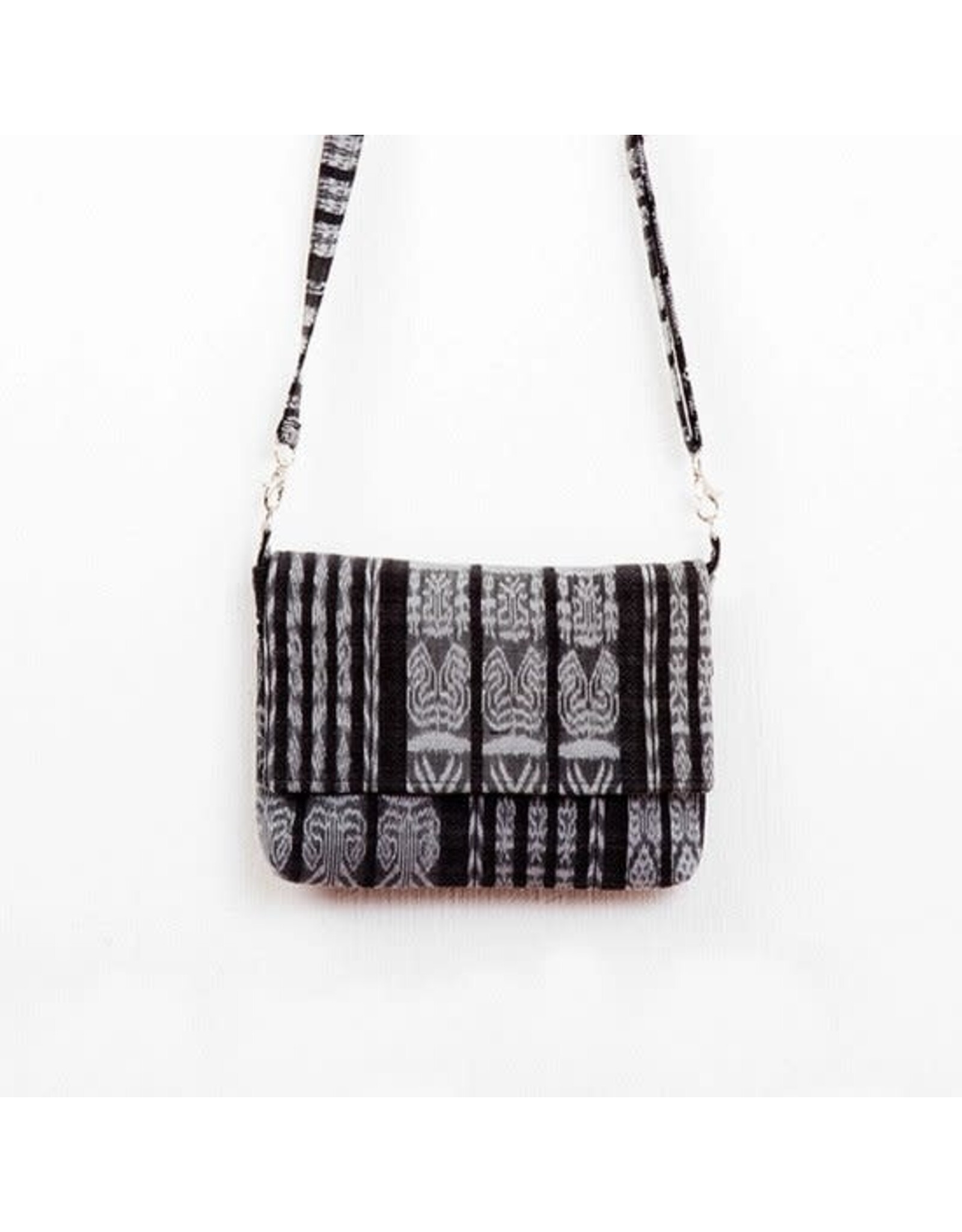 Trade roots Ikat Crossbody Bag, Black and White, Guatemala