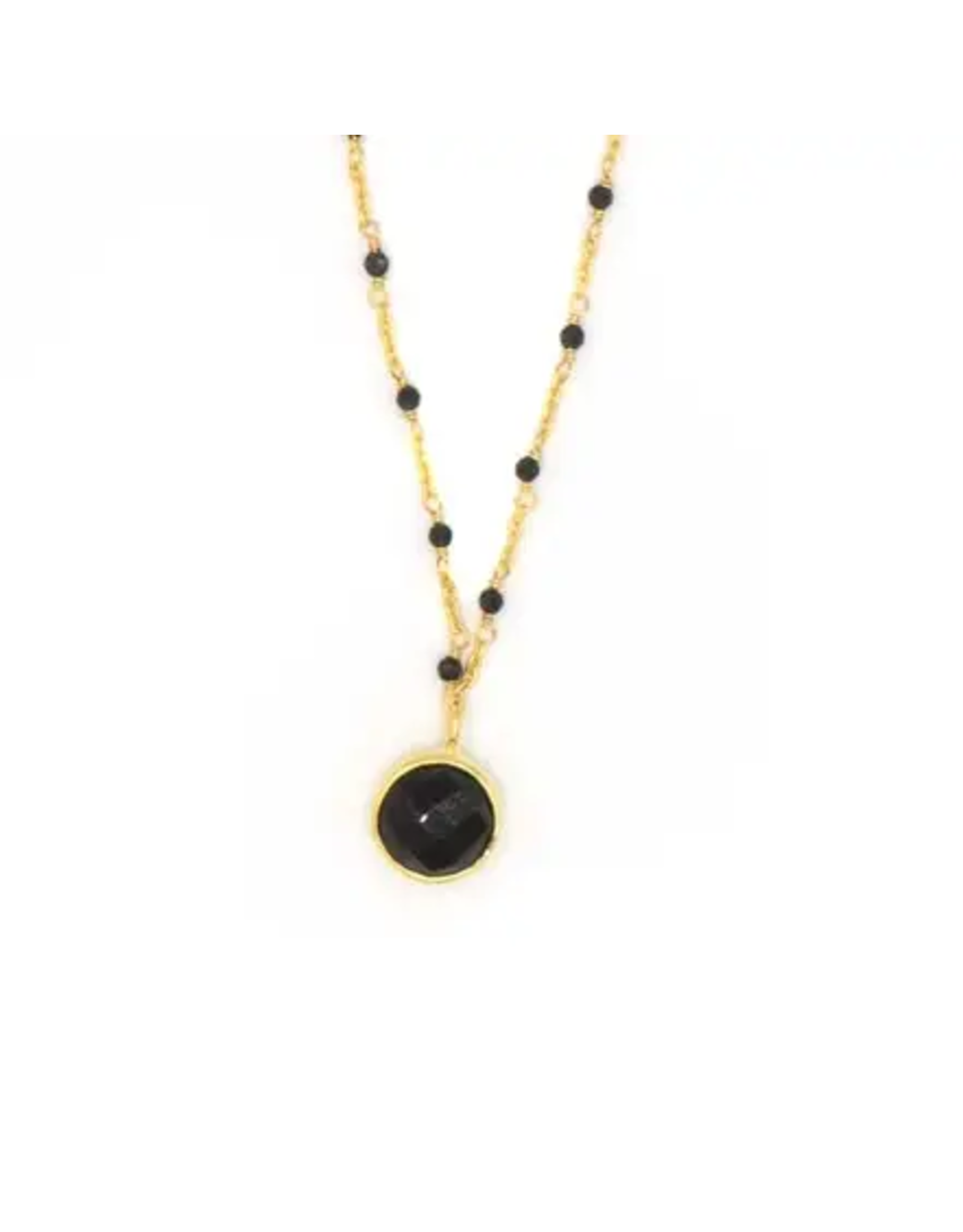 Trade roots Black Beaded Gold Drop Necklace, Asia