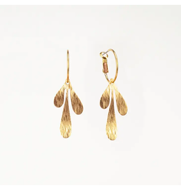 Trade roots Graphic Leaf Charm Hoop Earrings, Guatemala