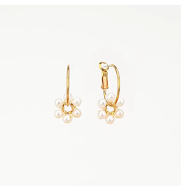 Trade roots Pearl Daisy Charm Hoop Earrings, Guatemala