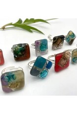 Trade roots Adjustable Fused Glass Ring, Nicaragua