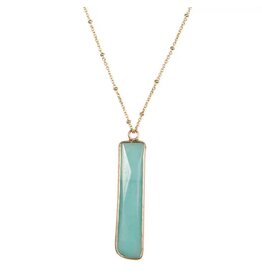 Trade roots Dahlia Stone Pendant Long Necklace, Aqua, Thailand