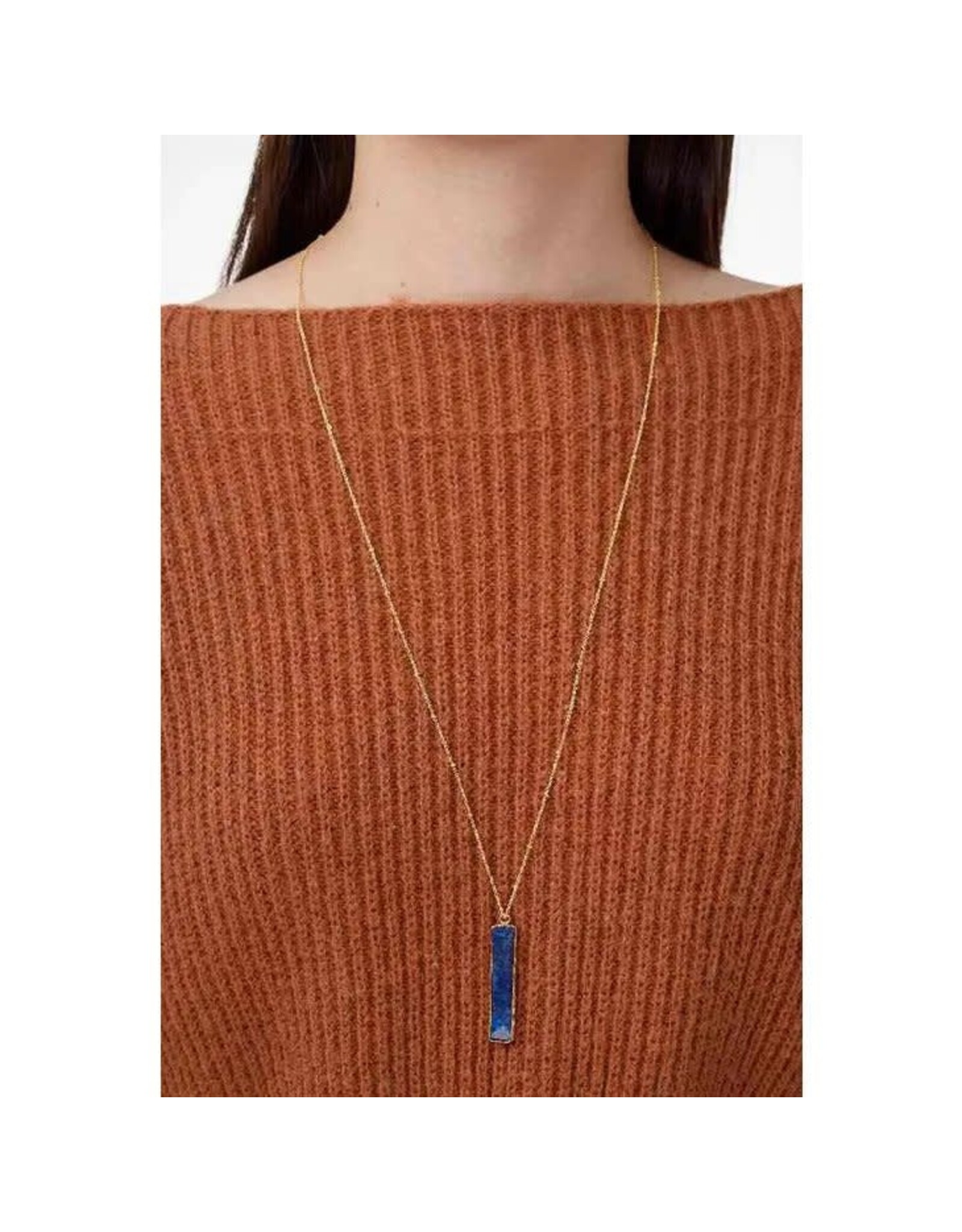 Trade roots Dahlia Stone Pendant Long Necklace, Aqua, Thailand