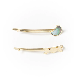 Trade roots Chandra Moon Phase Bobby Pins Set of 2 - Mother of Pearl, India