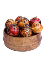 Trade roots Owls, Mini Gourd Ornament, Peru