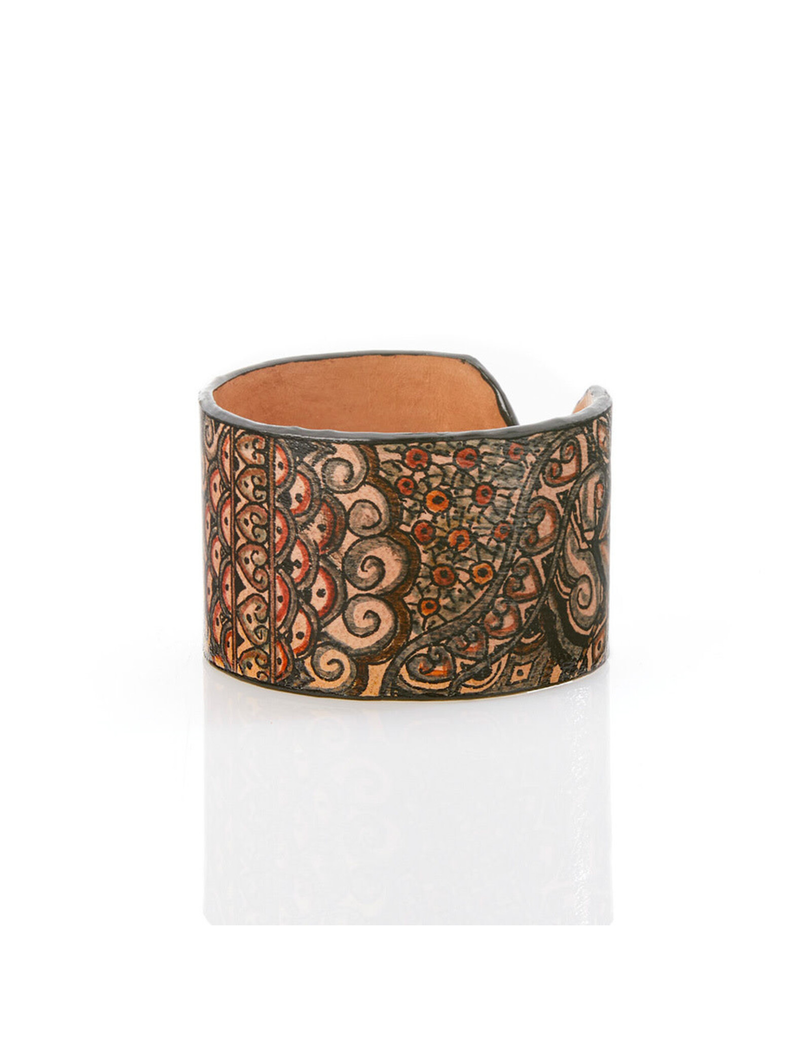 Java Batik Leather Cuff, India Trade Roots