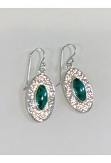 Trade roots Oval Hammered Green Turquoise Earrings, Peru