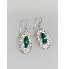 Trade roots Oval Hammered Green Turquoise Earrings, Peru