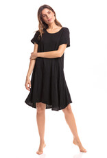 Thai Cotton Cap Sleeve Dress, Black