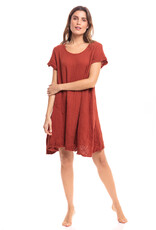 Thai Cotton Cap Sleeve Dress, Rust, Thailand