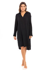 Trade roots Thai Cotton Long Sleeve Shirt Dress, Black, Thailand