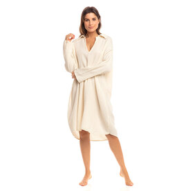 Trade roots Thai Cotton Long Sleeve Shirt Dress, Smoked Pearl, Thailand